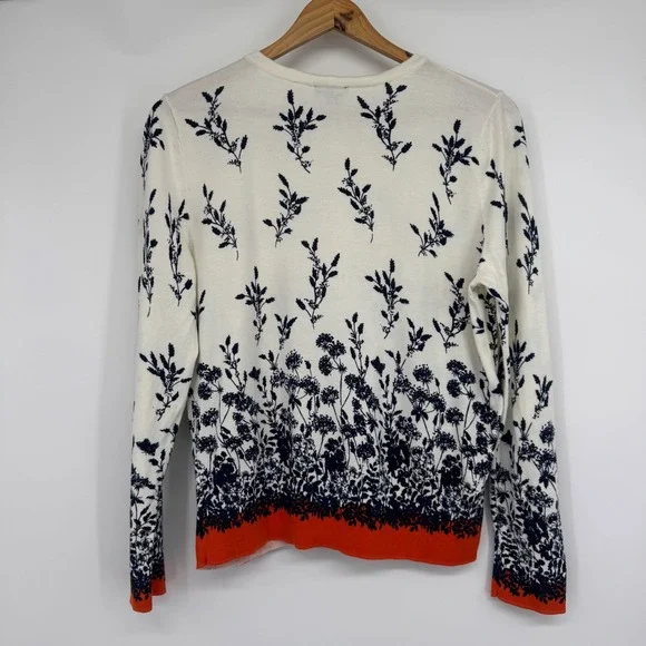 Talbots Cardigan Women L Petite Cream Floral Button Front Career Work Layering - Picture 8 of 10